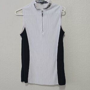 Janie and Jack Black and White Zip-Up Tank Top M